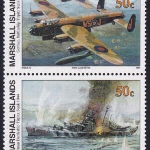 US 498-99(W84) Trust Territories Marshall Islands WWII Anniversaries NH VF Tripitz Sunk
