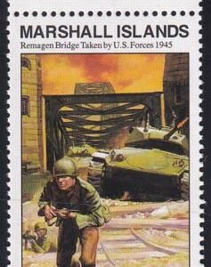 US 507(W89) Trust Territories Marshall Islands WWII Anniversaries NH VF Remagen Bridge Taken