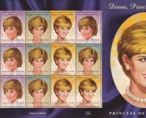 US 645 Trust Territories Marshall Islands NH VF Princess Diana Full Sheet Of 15