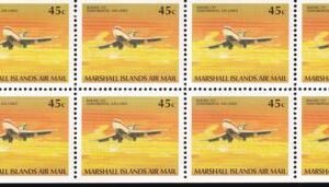 US C25a Trust Territories Marshall Islands Airmail NH VF Aircraft(1989) 45 Cent Booklet Pane