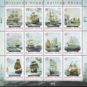 US 908 Trust Territories Marshall Islands NH VF Historical Sailing Ships M/S