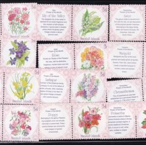 US 758-69 Trust Territories Marshall Islands NH VF Flower Of The Month W/Tab