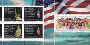 US 789 Trust Territories Marshall Islands NH VF 9/11/01 Booklet Pane