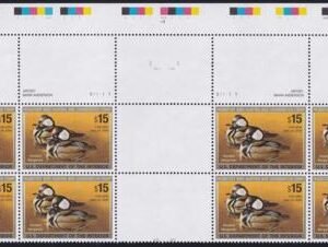 US RW72 Federal Duck Stamps NH VF Top Double Plate Block W/Vertical Gutter