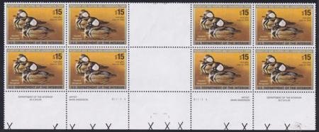 INV-24318itExt_2ff65344-0a22-4f7d-9dee-6d2aef03fceb US RW72 Federal Duck Stamps NH VF Bottom Double Plate Block W/Vertical Gutter