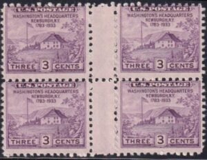 US 752 3¢ Newburgh Farley Mint Positions No Gum VF Horiz. Pair Vert. Ln