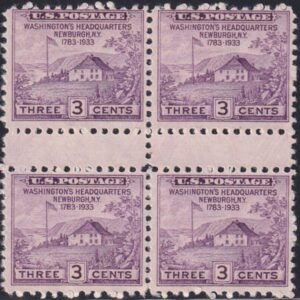 US 752 3¢ Newburgh Farley Mint Positions No Gum VF Vert. Pair Horiz. Ln.