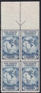US 753 3¢ Byrd Farley Mint Positions No Gum VF Top Or Bot. Arrow Block
