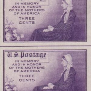 US 754 3¢ Mother's Day Farley Mint Positions No Gum VF Vert. Pair Horiz. Ln.
