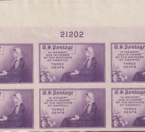 US 754 3¢ Mother's Day Farley Mint Positions No Gum VF Plate Block