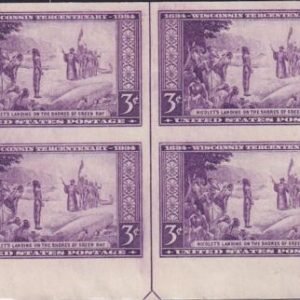 US 755 3¢ Wisconsin Farley Mint Positions No Gum VF Top Or Bot. Arrow Block