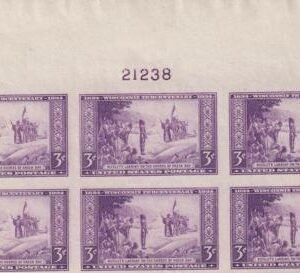US 755 3¢ Wisconsin Farley Mint Positions No Gum VF Plate Block