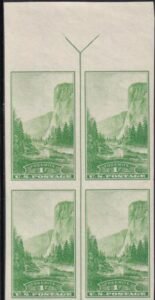 US 756 1¢ Yosemite Farley Mint Positions No Gum VF Top Or Bot. Arrow Block