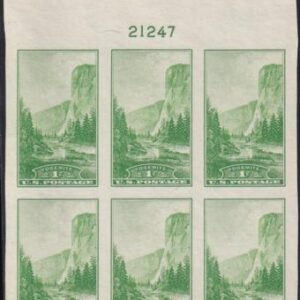 US 756 1¢ Yosemite Farley Mint Positions No Gum VF Plate Block