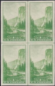 US 756 1¢ Yosemite Farley Mint Positions No Gum VF Center Line Or Cross Gutter Block