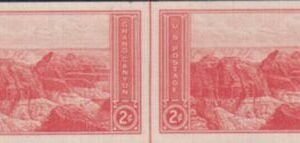 US 757 2¢ Grand Canyon Farley Mint Positions No Gum VF Horiz. Pair Vert. Ln.