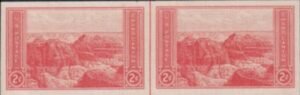 US 757 2¢ Grand Canyon Farley Mint Positions No Gum VF Horiz. Pair Vert. Ln.
