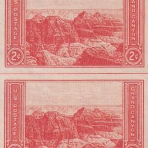 US 757 2¢ Grand Canyon Farley Mint Positions No Gum VF Vert. Pair Horiz. Ln.