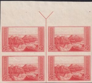 US 757 2¢ Grand Canyon Farley Mint Positions No Gum VF Top Or Bot. Arrow Block