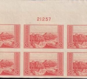 US 757 2¢ Grand Canyon Farley Mint Positions No Gum VF Plate Block