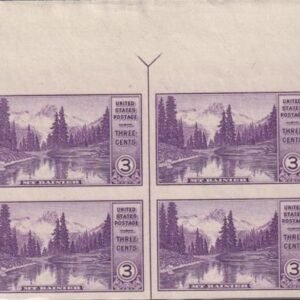 US 758 3¢ Mt. Rainier Farley Mint Positions No Gum VF Top Or Bot. Arrow Block