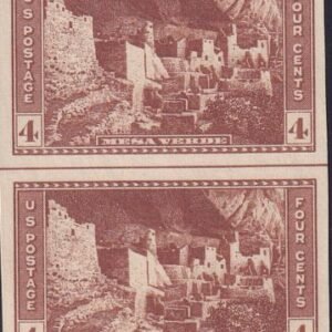 US 759 4¢ Mesa Verde Farley Mint Positions No Gum VF Vert. Pair Horiz. Line