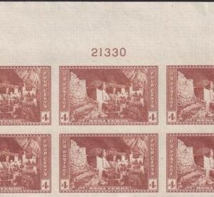 US 759 4¢ Mesa Verde Farley Mint Positions No Gum VF Plate Block