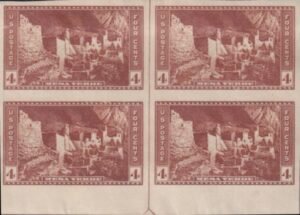 US 759 4¢ Mesa Verde Farley Mint Positions No Gum VF Top Or Bot. Arrow Block