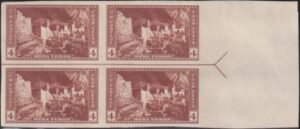 US 759 4¢ Mesa Verde Farley Mint Positions No Gum VF Left Or Right Arrow Block