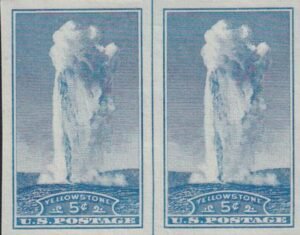 US 760 5¢ Yellowstone Farley Mint Positions No Gum VF Horiz. Pair Vert. Ln.