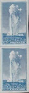 US 760 5¢ Yellowstone Farley Mint Positions No Gum VF Vert. Pair Horiz. Ln.