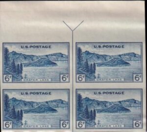 US 760 5¢ Yellowstone Farley Mint Positions No Gum VF Top Or Bot. Arrow Block