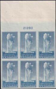 US 760 5¢ Yellowstone Farley Mint Positions No Gum VF Plate Block