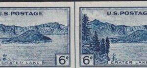 US 761 6¢ Crater Lake Farley Mint Positions No Gum VF Horiz. Pair Vert. Ln.