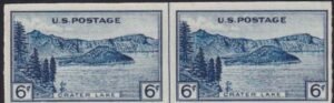 US 761 6¢ Crater Lake Farley Mint Positions No Gum VF Horiz. Pair Vert. Ln.