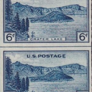 US 761 6¢ Crater Lake Farley Mint Positions No Gum VF Vert. Pair Horiz. Ln.