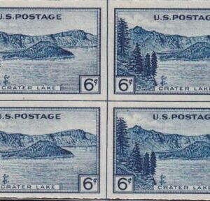 US 761 6¢ Crater Lake Farley Mint Positions No Gum VF Center Line Or Cross Gutter Block