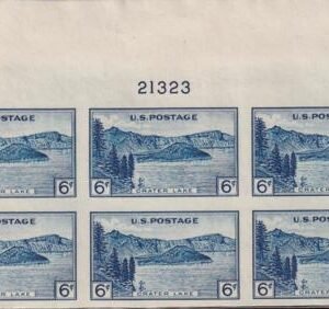 US 761 6¢ Crater Lake Farley Mint Positions No Gum VF Plate Block
