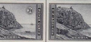 US 762 7¢ Acadia Farley Mint Positions No Gum VF Horiz. Pair Vert. Ln.