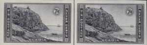US 762 7¢ Acadia Farley Mint Positions No Gum VF Horiz. Pair Vert. Ln.