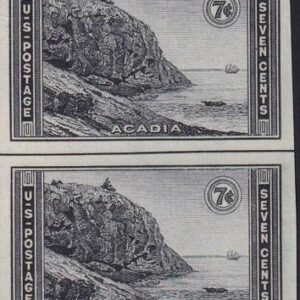 US 762 7¢ Acadia Farley Mint Positions No Gum VF Vert. Pair Horiz. Ln.