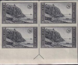 US 762 7¢ Acadia Farley Mint Positions No Gum VF Top Or Bot. Arrow Block