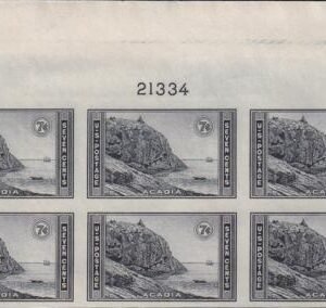 US 762 7¢ Acadia Farley Mint Positions No Gum VF Plate Block