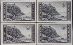 US 762 7¢ Acadia Farley Mint Positions No Gum VF Center Line Or Cross Block
