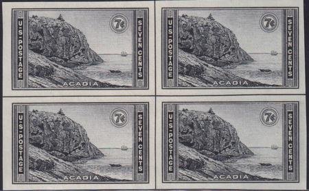 INV-24417itExt_92a3e6ed-6af2-4f7a-bc87-e503f9164449 US 762 7¢ Acadia Farley Mint Positions No Gum VF Center Line Or Cross Block