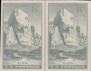 US 763 8¢ Zion Farley Mint Positions No Gum VF Horiz. Pair Vert. Ln.