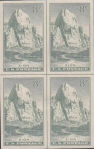 US 763 8¢ Zion Farley Mint Positions No Gum VF Center Line OR Cross Gutter Block