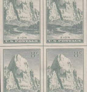 US 763 8¢ Zion Farley Mint Positions No Gum VF Center Line OR Cross Gutter Block