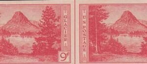 US 764 9¢ Glacier Farley Mint Positions No Gum VF Horiz. Pair Vert. Ln.