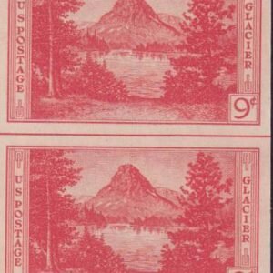 US 764 9¢ Glacier Farley Mint Positions No Gum VF Vert. Pair Horiz. Ln.